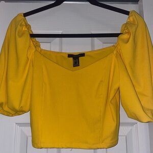 Forever 21 Vibrant Yellow Puff Sleeve Blouse